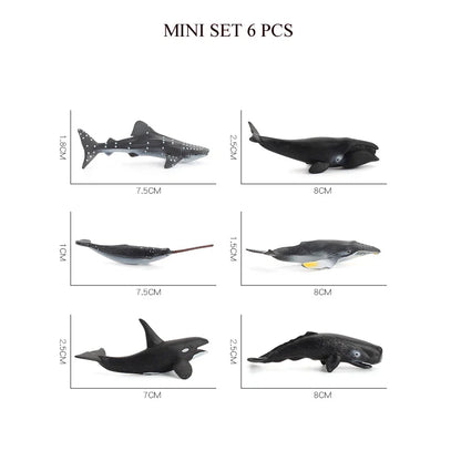 Realistic Mini Ocean Animal Figurines Plastic Marine Sea Creatures Whale Shark Dolphin Turtle Penguin Model Playset Gift for Kid