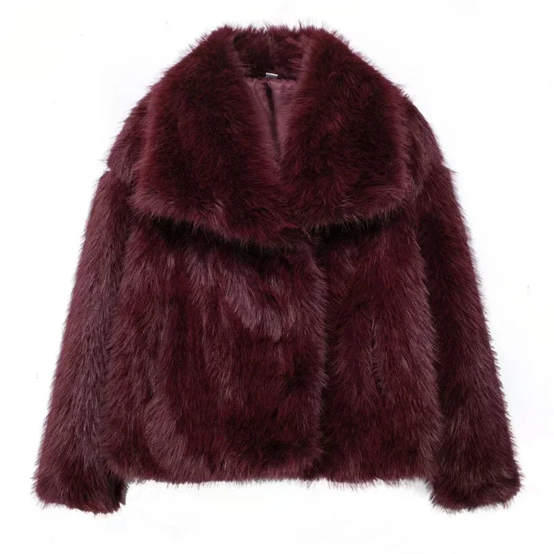 MUJER Faux Fur Hairy Coat Woman Warm Winter Fluffy Coat Women New Plush Jackets for Women Outerwears Luxury Women's Teddy Coats
