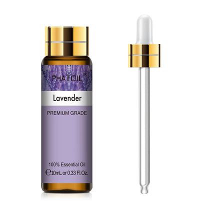 PHATOIL 10ML with Dropper Lavender Eucalyptus Vanilla Pure Natural Essential Oils Rose Jasmine Ylang Ylang Diffuser Aroma Oil