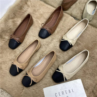 Large Size 44 45 46 47 48 Flat Shoes Women's Spring  Autumn Bow New Square Toe Shallow Ladies Shoes loafers women zapatos mujer