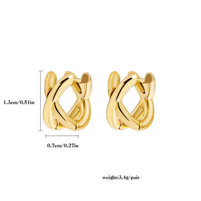 Criss-cross Gold Silver Colors Tiny HuggieHoop Earrings for Women Mini Small Ear Buckle Cartilage Piercing Earrings Punk Jewelry