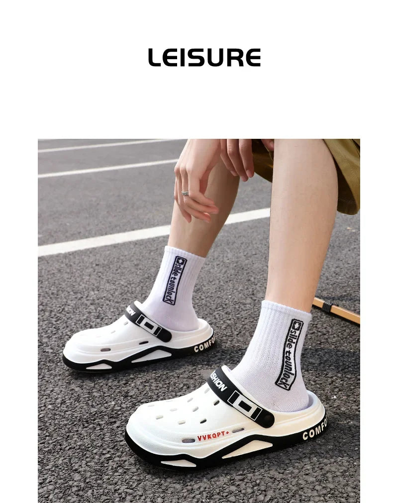 New fashion sandals Men's EVA casual comfortable hole garden shoes outdoor men's beach sandals indoor home unisex slippers