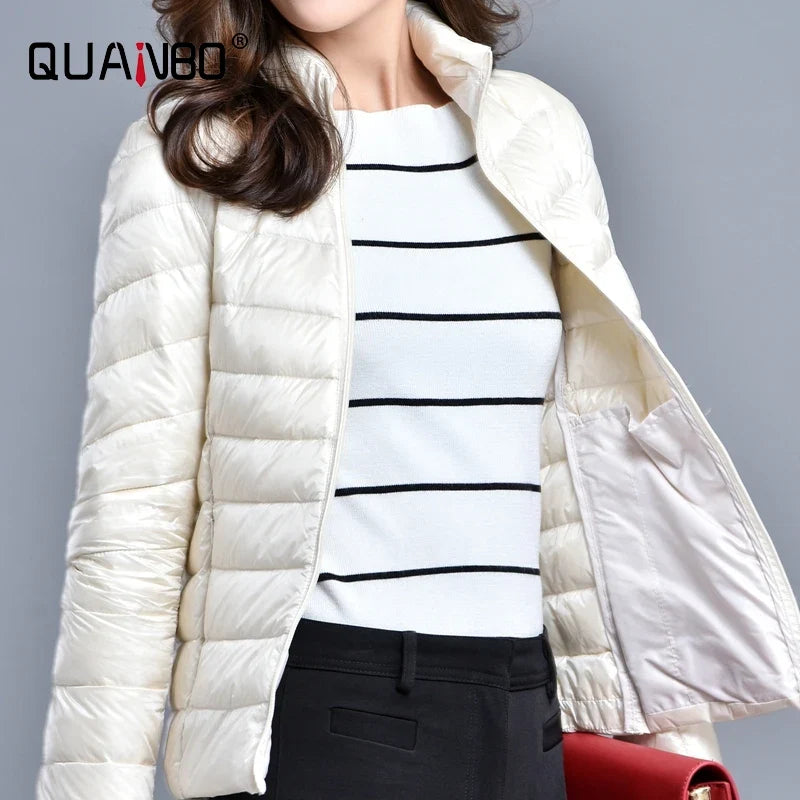 Women Spring Jacket Fashion Short Ultra Lightweight Packable Puffer Coats 15 Colors Female Down Warm Korean Slim Fit Parkas 5XL