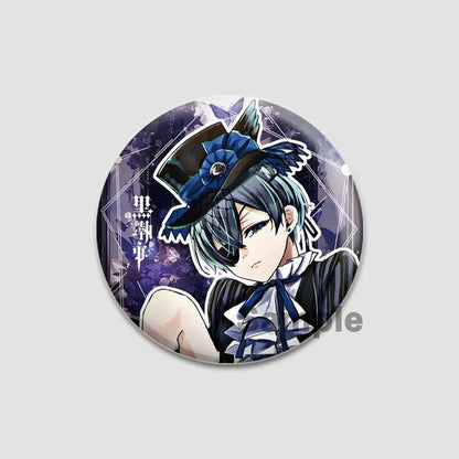 58MM Cartoon Comics Black Butler Creative DIY Badge Tinplate Plastic Pins Button Brooches for Backpack Accessories Jewelry Gifts