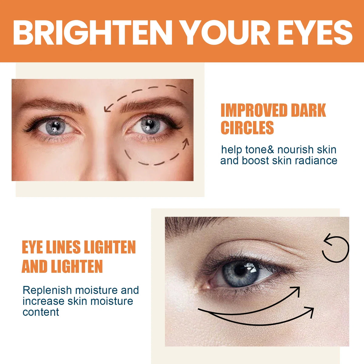 Vitamin C Eye Balm Moisturizing Eye Bag Removal Dark Circles Reduce Fine Lines Anti Puffiness Brightening Eye Cream Stick