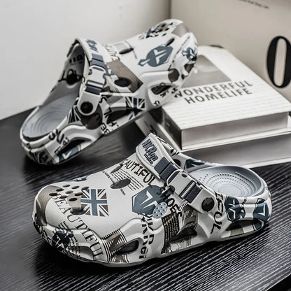 Casual Clogs Men 2026 New Trendy Summer Beach Sandals for Men Thick-bottom EVA Garden Shoes Closed-toe Fashion Slippers for Men