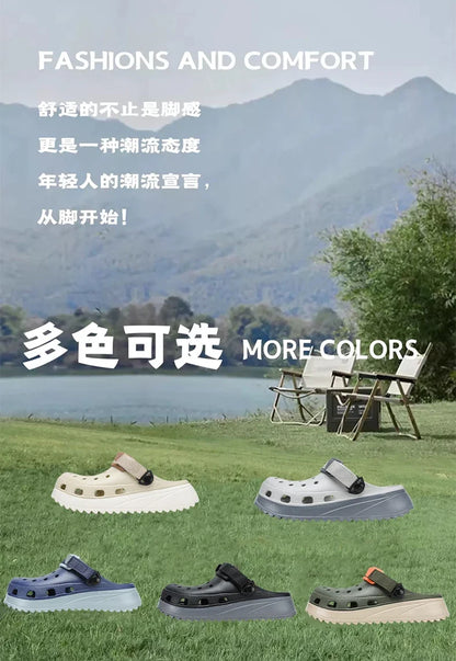 Casual Clogs Men 2026 New Trendy Summer Beach Sandals for Men Thick-bottom EVA Garden Shoes Closed-toe Fashion Slippers for Men