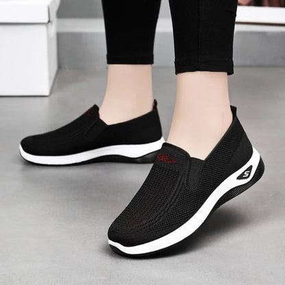 Women's Shoes Spring and Autumn New Mesh Breathable Casual Shoes Outdoor Lightweight Non-slip Wedge Heel Thick-soled Sneakers