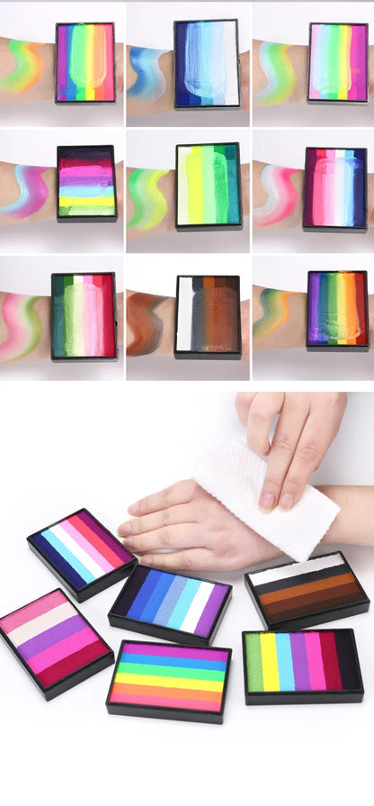 50g Facial and Body Paint Palette,Non-Toxic Rainbow Water-Soluble Body Paint for Rainbow Festival,Cosplay,Party,Art,Stage Makeup