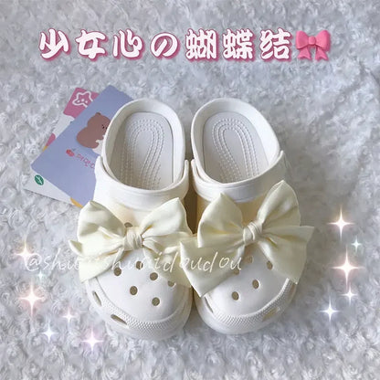 Cute Red Bow Shoe Charms for Crocs Designer DIY Bow-knot Wing Shoe Decorations High Quality Clogs Buckle Accessories New Fashion