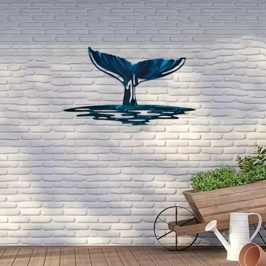 Elegant Whale Tail Metal Wall Art - Unique Ocean Series Home Decor Pendant