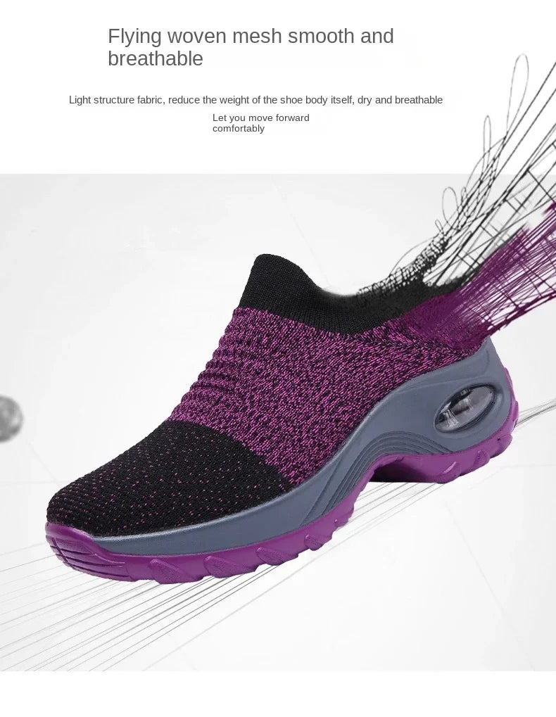 Women Sneakers Summer Fashion Black Sports Casual Shoes Breathable Mesh Lightweight Air Cushion Non-Slip Running Shoe Zapatillas