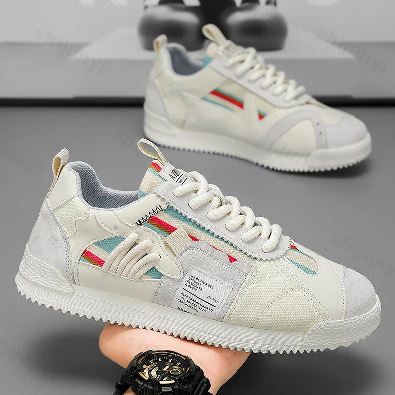 Large Size Men's White Sneakers Autumn Comfortable Non Slip Running Shoes Luxury Soft Sole Fashion Lace Up Outdoor Casual Shoes