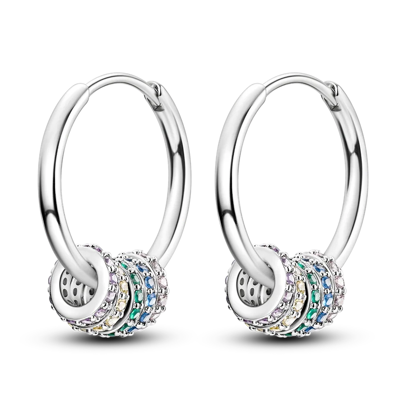 Genuine 925 Sterling Silver Love Feather Earrings Fit Original Charms Hoop For Women Girls Stud Earring Fine Jewelry Gifts