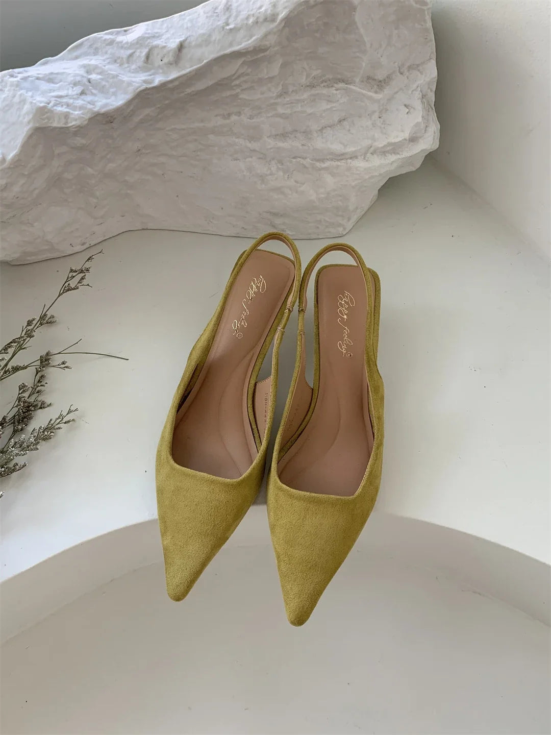 Bailamos Women Sandals Pointed Toe Elegant Low-heel Shoes Summer Fashion Slingback Woman Mules Shoes Pumps Dress Shoes
