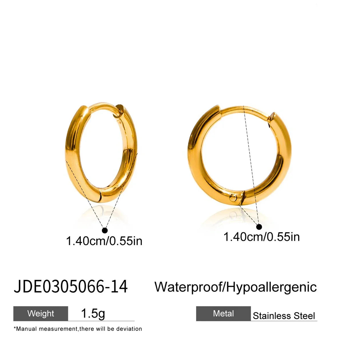 Uworld Simple Classic 18K Gold Color Plated Stainless Steel 2MM Coil Earrings Women's Accessories Party Gift