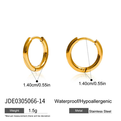 Uworld Simple Classic 18K Gold Color Plated Stainless Steel 2MM Coil Earrings Women's Accessories Party Gift