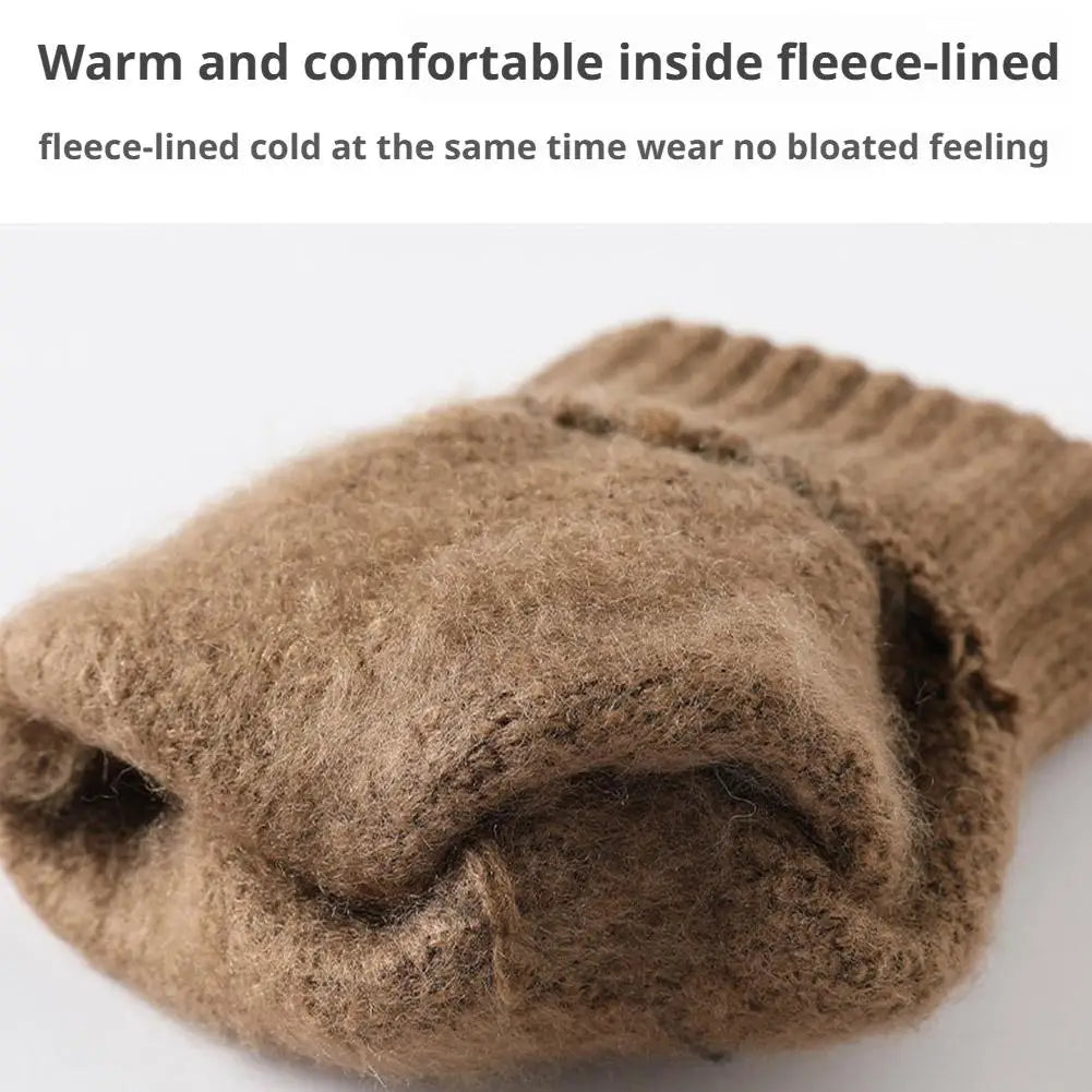 Thermal Winter Gloves For Men Thickened Warm Fleece Lined Anti-Slip Touch Screen Thermal Windproof Cycling Gloves