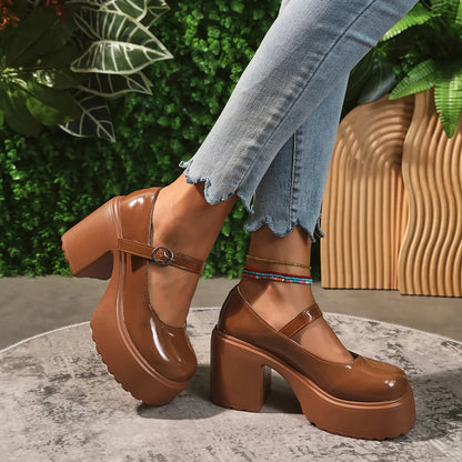 Black Super High Heels Mary Jane Shoes Women 2026 Goth Chunky Platform Pumps Woman Plus Size Ankle Buckle Party Lolita Shoes 42