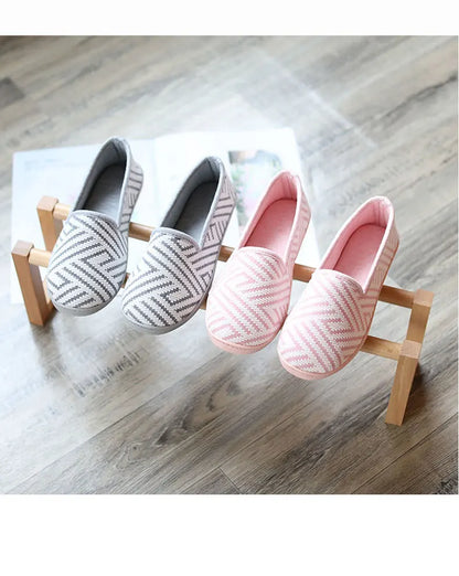 New 2026 Spring Autumn At Home Thermal Anti-Skid Slippers Women's Knitted Indoor Slippers Soft Outsole House Shoes