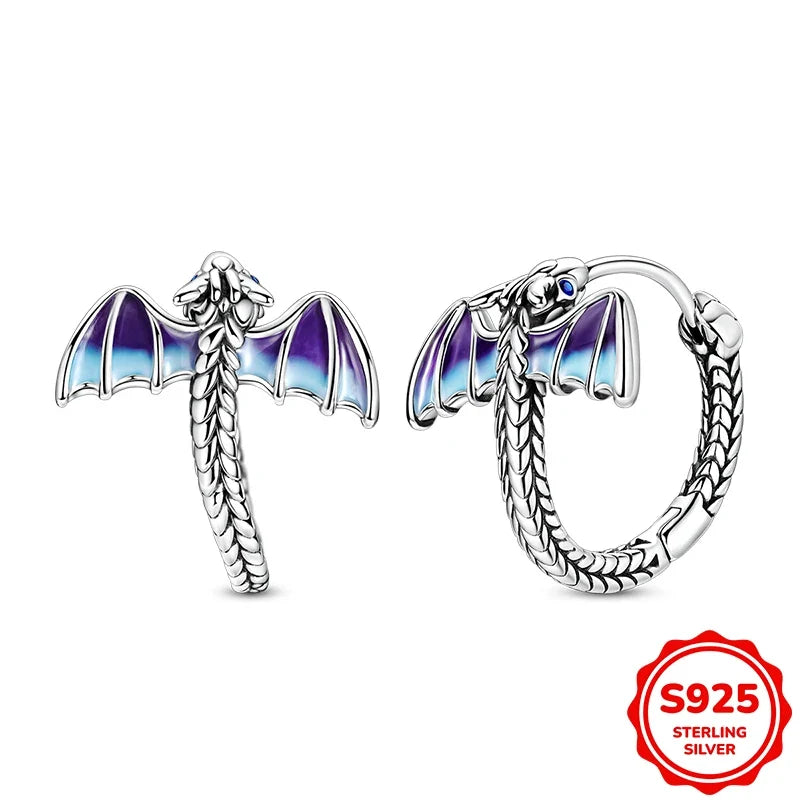 Original 925 Sterling Silver Blue Zirconium Butterfly Earrings Colored Hoop Earring Women Female Party Fine Earring Jewelry Gift