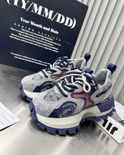 2026 Spring New Breathable and Versatile Fashionable Thick Bottom Anti Slip Casual Lightweight Forrest Dad Shoes for Women