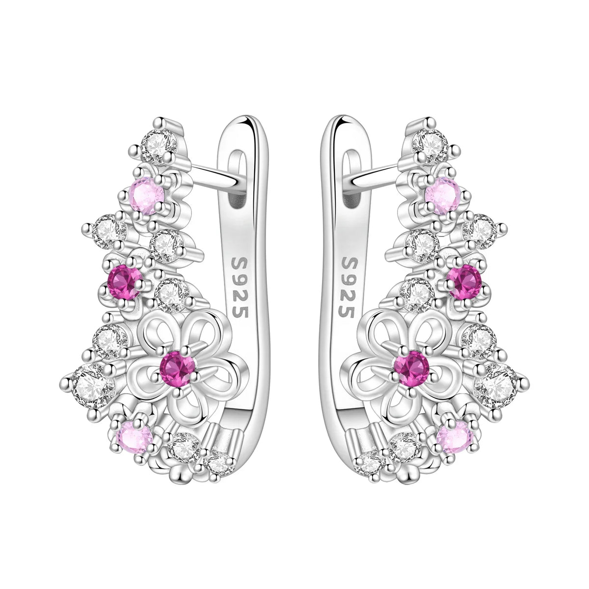 PANPOKI S925 Sterling Silver Purple Zircon Series Earrings Hoop Earrings For Women Jewelry Original Party Trendy Gifts