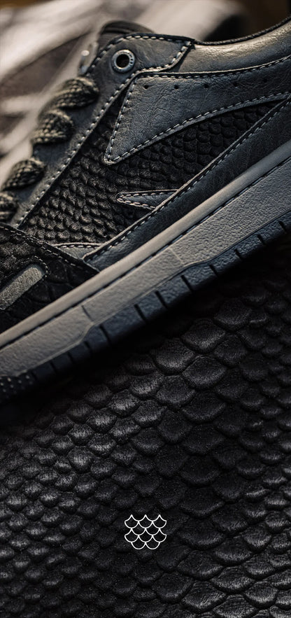 Maden Casual Snake Year Black Mamba Men's Sneakers Low-Top Flat Sole Versatile Black Shoes for Spring Autumn Skateboarding Shoes
