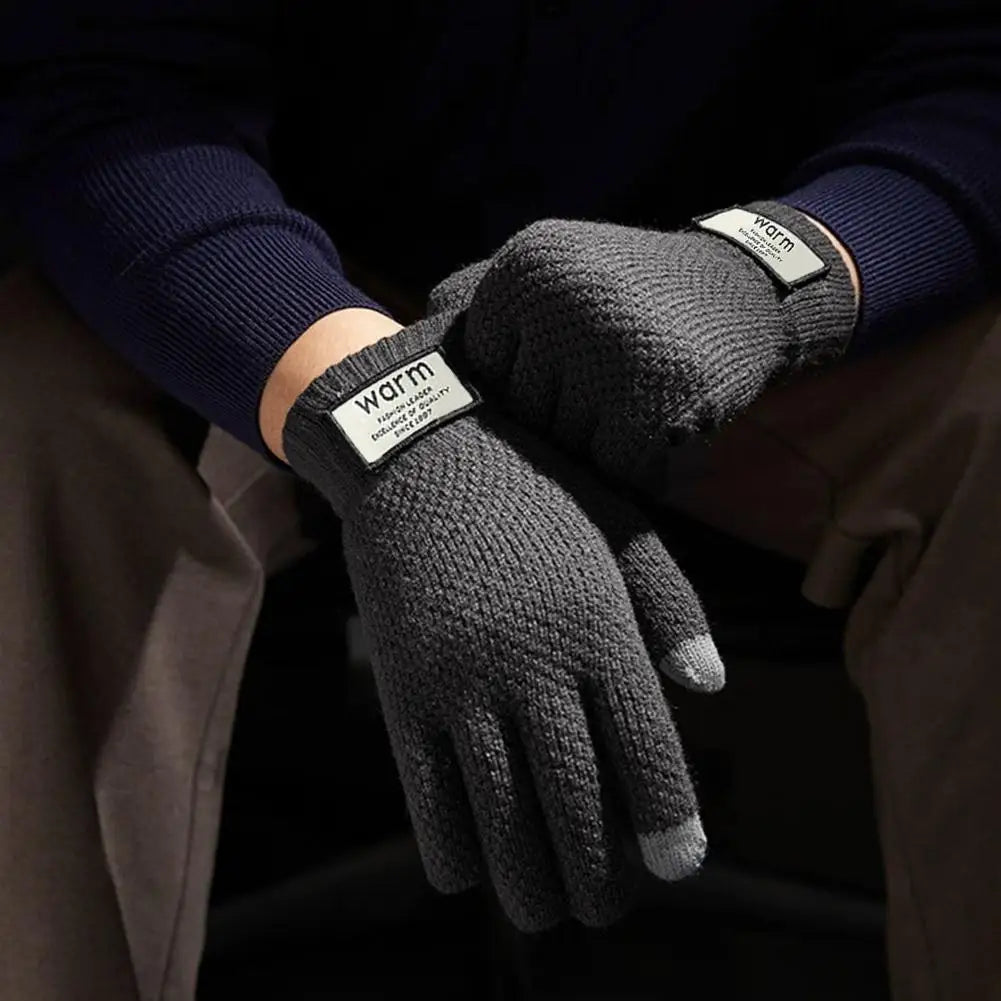 Thermal Winter Gloves For Men Thickened Warm Fleece Lined Anti-Slip Touch Screen Thermal Windproof Cycling Gloves