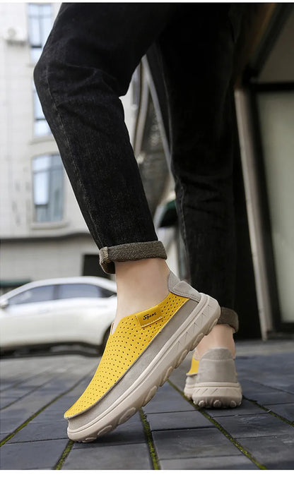 2026 New Men's Casual Shoes Fashion Comfortable Men's Shoes High Quality Leather Men Driving Shoes Handmade Flat Shoes Size 46