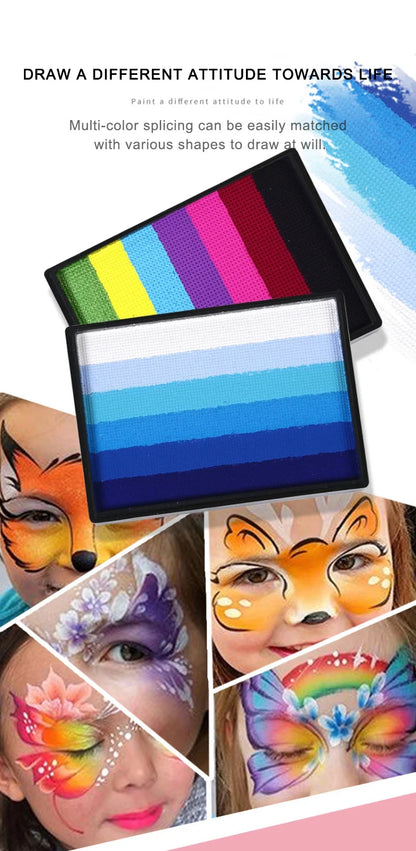 50g Facial and Body Paint Palette,Non-Toxic Rainbow Water-Soluble Body Paint for Rainbow Festival,Cosplay,Party,Art,Stage Makeup