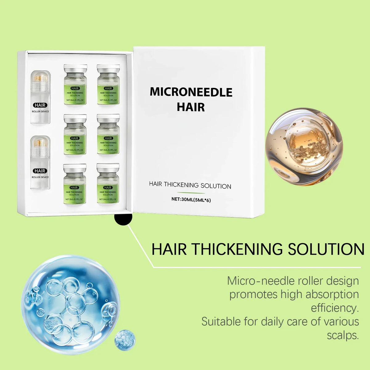 Anti-Hair Loss Scalp Care Roller Serum Kit Nourishes Roots Strengthens Hair Prevents Baldness Daily Care