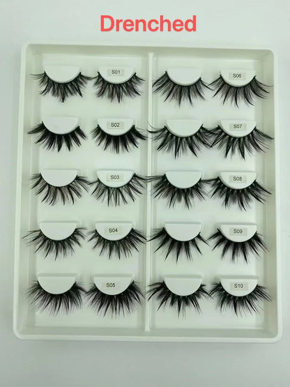 Yiernuo 1/5 Pairs Cosplay Anime Eyelashes Manga Lashes Dramatic Fairy Clusters Lashes Wet Look Lashes