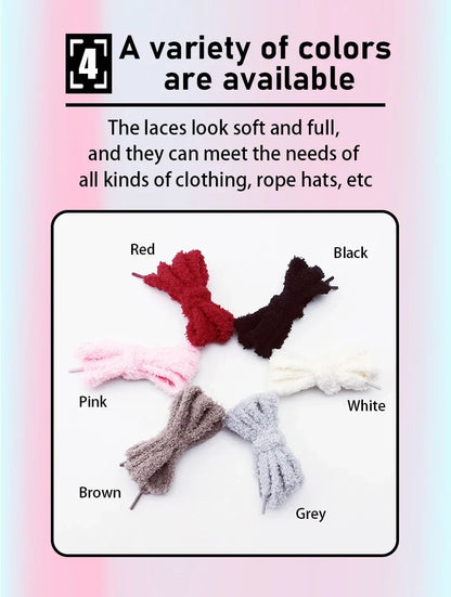 Fashion round plush laces Quality 1cm wide Sneakers Flats Casual laces Shoe accessories 80 /100 /120 /140 /160 Laces 1Pair
