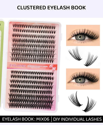 DINGSEN Eyelash Clusters Book Large Capacity Volume Individual Lashes Book Natural Long DIY Cluster Eyelash Extensions Makeup