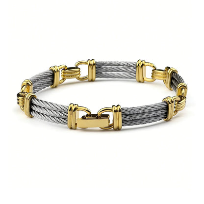 Unisex Stainless Steel Cable Bracelet: Designer-Inspired Twisted Cable, Classic and Elegant, with a Stainless Steel Clasp