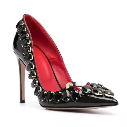 2026 Runway Women Pumps Crystal Metal Decoration High Heels Sandals For Women Luxury Designer Nightclubs Banquets Female Shoes
