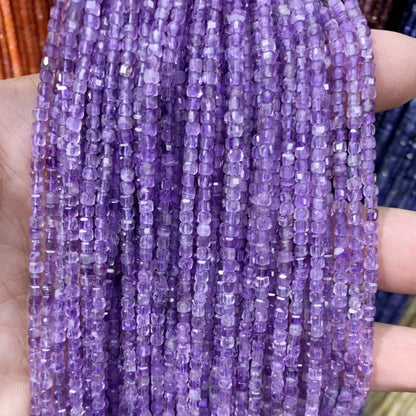 2x2mmNatural Colored Tourmaline Blue Tourmaline Faceted Cube Beads Square Stone Beads for JewelryDIY Making  Gemstone Loose Bea
