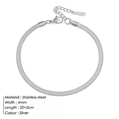EMANCO 4MM Snake Chain Anklet Womens Beach Chain Stainless Steel Anklet Gift Drop/Wholesale Factory Direct Sales