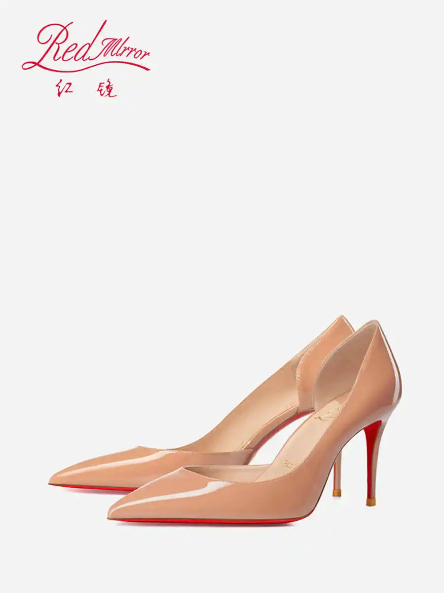 Elegant Hollow Women's High Heels 2026 Luxury Brand Black Pointed Toe Pumps Red Shiny Bottoms Sexy Fashion Ladies Shoes Women