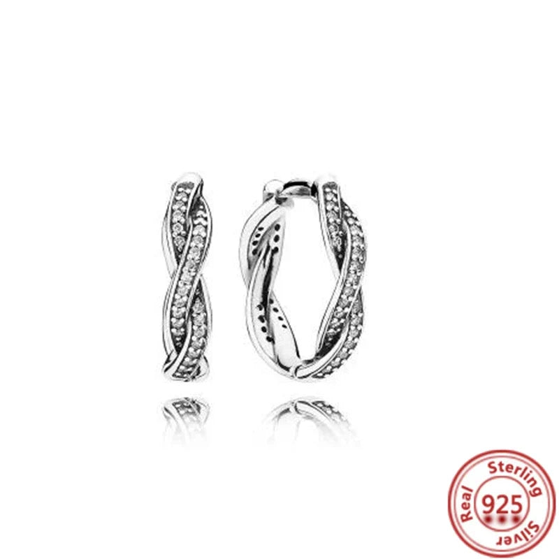 Hot Sale 925 Sterling Silver Heart Earrings Fit Original Charms Hoop Earrings For Women Girls Stud Earring Fine Jewelry Gifts
