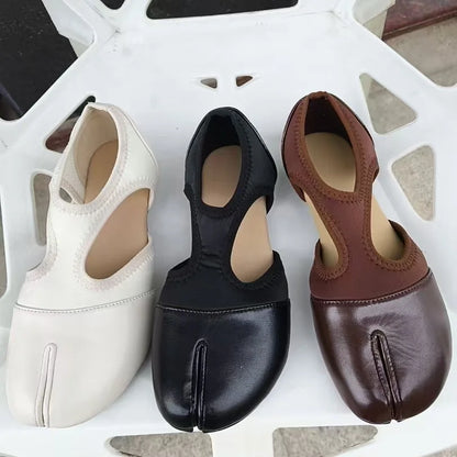 Women Brand Mary Janes Shoes Summer Split Toe Tabi Walking Sneakers Casual Splicing Loafers Designer Ballet Flats Shoes балет