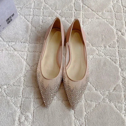 Women's high heels and single shoes for spring and summer  new mesh diamond fashion banquet pointed women's shallow mouth shoes