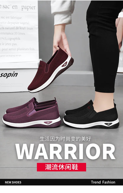 Women's Shoes Spring and Autumn New Mesh Breathable Casual Shoes Outdoor Lightweight Non-slip Wedge Heel Thick-soled Sneakers