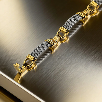 Unisex Stainless Steel Cable Bracelet: Designer-Inspired Twisted Cable, Classic and Elegant, with a Stainless Steel Clasp