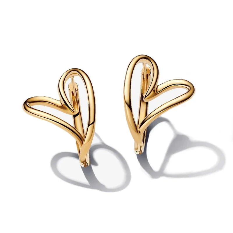 Hot Sale 925 Sterling Silver Heart Earrings Fit Original Charms Hoop Earrings For Women Girls Stud Earring Fine Jewelry Gifts