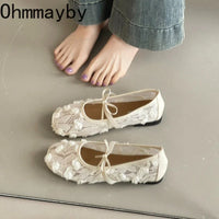 2026 Spring Lace Flower Women Mary Jane Shoes Fashion Slip On Comfort Street Style Soft Sole Female Dress Flats Shoes