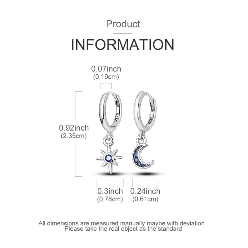 925 Sterling Silver Hoop Earring For Woman Night Sky Blue Purple Gemstone Original Earrings Fashion Jewelry Gift