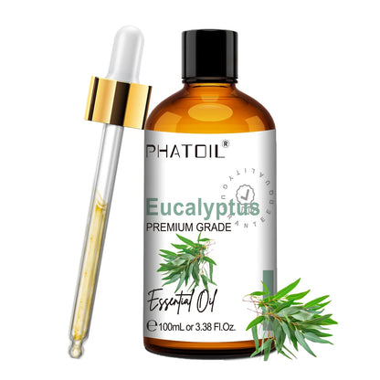 PHATOIL Natural Essential Oil for Diffuser Candle Making-100ml Sandalwood Eucalyptus Citronella Lavender Vanilla Essential Oils