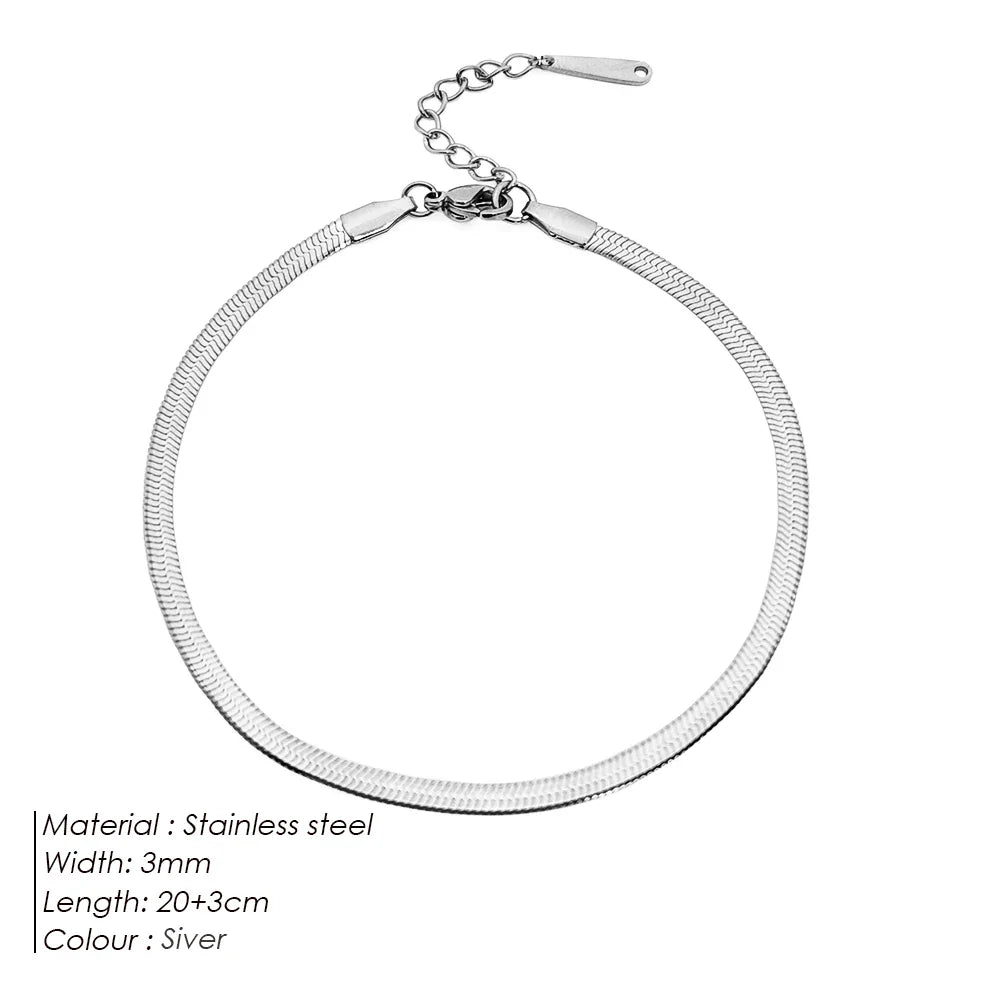 EMANCO 4MM Snake Chain Anklet Womens Beach Chain Stainless Steel Anklet Gift Drop/Wholesale Factory Direct Sales